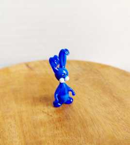 Blue Glass Bunny Figurine Minimalist Design Modern Desk Decor <b>Easter</b> <b>Ornament</b> Lightweight From Rajasthan - Product Image 1