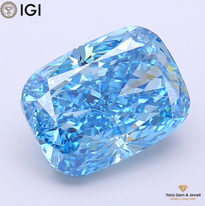 4.00 Carat CVD Lab Grown Diamond <b>Cushion</b> Shape with IGI Certificate Fancy Vivid Blue Color VVS2 Clarity for Party Wear Jewelry - Product Image 1