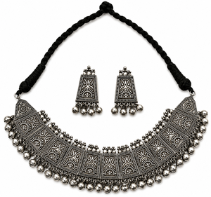 ARTS JEWELS Ensemble collier ras-de-cou et boucles d'oreilles pour amoureux, plaqué or, serti clos, tendance, style bohème indien, bijoux pour femme, cadeau pour anniversaire - Product Image 1