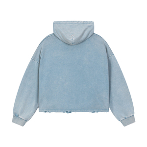 Sudadera con Capucha Corta Oversize Azul Claro para Hombre, de Algodón French Terry, Informal, para Otoño - Product Image 2