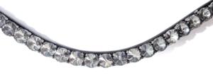 Diadema de Cuero Genuino Personalizada para Caballo, Diseño Curvo, 10mm, con Cristales Rivoli Negros y Diamantes, Diadema Brillante con Lazos de Cambio Rápido - Product Image 4
