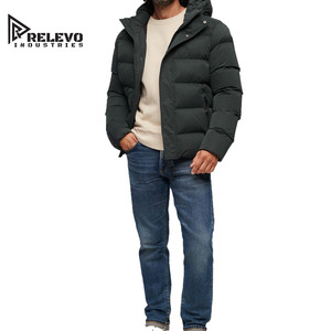 Chaqueta Acolchada con Capucha para Hombre Relevo Industries, Invierno, Resistente al Viento, Relleno Grueso de Poliéster, Cierre Frontal con Cremallera, Color Sólido - Product Image 1