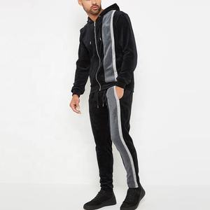 Chándal Deportivo Personalizado con Logotipo, de Forro Polar Térmico, para Otoño e Invierno, de Marca de Moda, 2 Piezas, Sudadera con Capucha, Informal, de Algodón Grueso y Reflectante para Hombre - Product Image 1