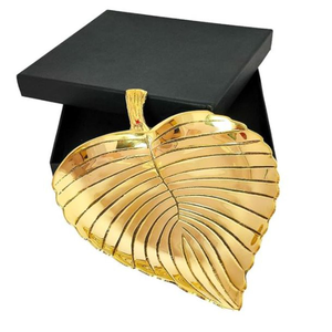 Accesorios de Mesa para el Hogar, Plato para Servir con Forma de Hoja, Bandeja de Metal de Aluminio, Bandeja para Servir con Acabado Dorado, Plato para Servir Dulces - Product Image 4