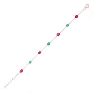 18K <b>Ruby</b> and Emerald Beads Stackable <b>Bracelet</b>-Fine Chain & Link - Product Image 5