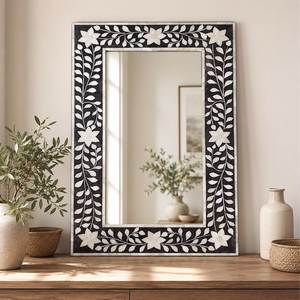 Rectangular Art Deco Wall <b>Mirror</b> With Black And <b>White</b> Striped Frame Decorative Wooden Design 4.0 Mm Thickness - Product Image 3