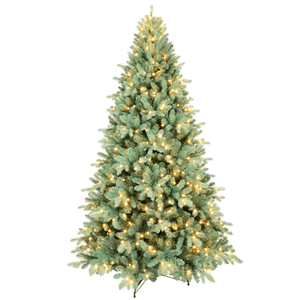 Albero di Natale Artificiale Blu-Verde da 2,1 m con Luci LED Bianco Caldo, Filo Memory e Filo in Ferro, 1845 Rami Misti in PE/PVC, Dimensioni 300 cm - Product Image 1