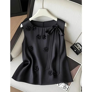 เสื้อฝึกซ้อมผู้หญิงเซ็กซี่ คอกลม แขนสั้น ผ้าไหมถัก 100% ทรงหลวม สีดำ - Product Image 5