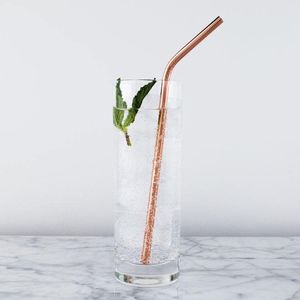 Durable Copper Beverage Sipping Tubes <b>Reusable</b> Bent Metal <b>Straw</b> Set for Smoothie Cocktail and Juice Presentation - Product Image 2