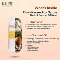 Capsules d'huile de coco à l'ail extra vierge pressée à froid, 60 capsules végétariennes, flacon, certifié GMP, pour adultes