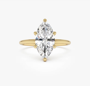 Anillo de Compromiso y Boda Clásico de Lujo con Diamantes Cultivados en Laboratorio con Corte Marquesa en Oro de 14K, Certificados por IGI - Product Image 1