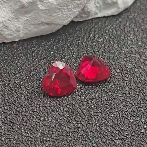 พลอยทับทิมสีแดงเข้มทรงหัวใจเจียระไนแบบเหลี่ยม  ทับทิมธรรมชาติทรงหัวใจ  มีหลายขนาดสำหรับทำเครื่องประดับ - Product Image 1