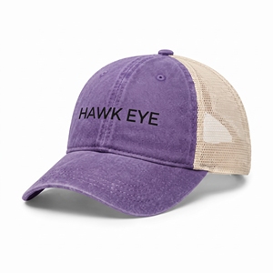 Casquette Trucker Brodé Hawk Eye, Dos en Maille Violette, Réglable, Unisexe, Décontractée, Printemps-Été, Design 6 Panneaux - Product Image 3
