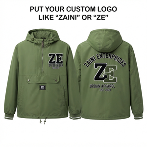 Men Windbreaker Jacket Premium Polyester Taslon 130 GSM Lightweight Hooded Pullover Full Zip Custom Logo Outdoor Streetwear Top - Product Image 1