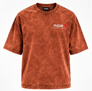 INDEX Men's Oversized <b>Short</b> <b>Sleeve</b> T-Shirt O-Neck Sporty Print Back Logo Pattern Knitted Fabric Regular Length - Product Image 2