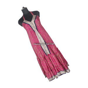 Compre en Línea Directamente del Fabricante: Vestido de Seda Sari Indio para Mujer, Elegante Vestido de Noche sin Mangas para Damas - Product Image 1