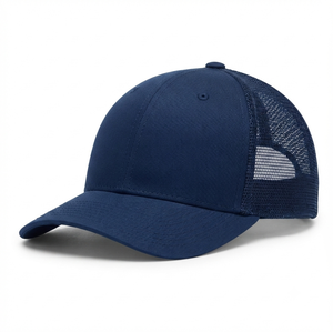 Unisex <b>Navy</b> Blue 5-Panel Mesh Trucker <b>Hat</b> Front Panel Custom Logo Sublimation Transfer Print Breathable Waterproof Adjustable - Product Image 1
