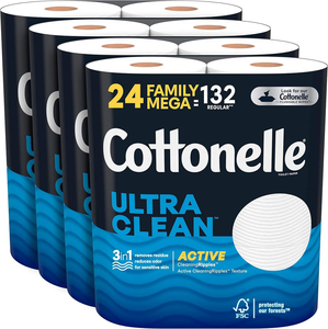 Papel Higiénico Cottonelle Ultra Clean con Active CleaningRipples, 1 Hoja, 6 Unidades (Paquete de 4), (24 Rollos Familiares Mega = 132 Rollos Regulares) - Product Image 6