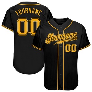 Anti-Bacterial Top Quality OMMiZ men Custom Black Gold Authentic <b>Baseball</b> Jersey (25) - Product Image 1