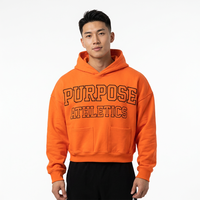 Sweat-shirt à capuche court unisexe en molleton surdimensionné Purpose Athletics Orange avec logo frontal et poche, idéal pour l'automne