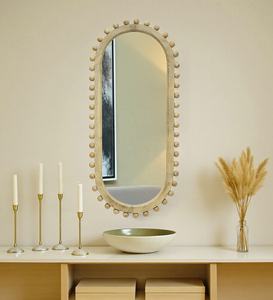 Espejo Contemporáneo de Madera Maciza con Forma Ovalada para Sala de Estar, Hoteles, Restaurantes, Villas y Dormitorios - Product Image 1