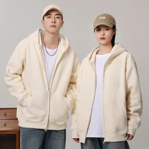 500g Lamb Fleece Zippered Hoodie Wholesale Custom Oversize Hoodies - Product Image 2