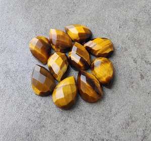 Pierre précieuse naturelle œil de tigre, forme poire, taille chevron, goutte d'eau, calibrée, pour bijoux - Product Image 5