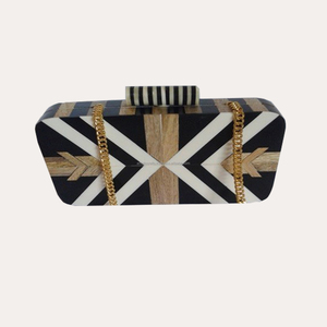 Main Primum géométrique Design résine incrustation bouton fermeture magnétique chaîne perle décontracté Vintage Style pochette femmes coton - Product Image 4