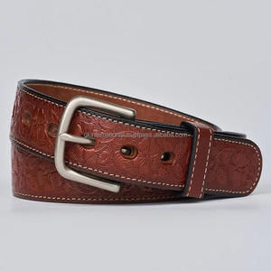 Men's Retro Western Leather Tooling <b>Belt</b> with High Quality Hand Carved Floral Engraved Design Tooled Leather <b>Cowboy</b> <b>belt</b> - Product Image 4