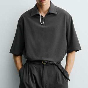 Polo Gris Ligero de Alta Calidad para Uso Casual, Polo de Algodón con Cuello de Botones, Transpirable, para Hombre, Diseño Personalizado - Product Image 3