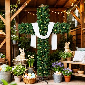 Árbol de Navidad en forma de cruz delgada de 6 pies de altura, Cruz católica de Jesucristo, Decoraciones navideñas para interiores <span class=keywords><strong>y</strong></span> exteriores - Product Image 2