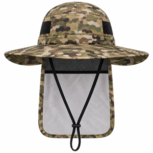 Sombrero de Pesca con Logotipo Personalizado, Protección Solar, Tipo Boonie, con Solapa para el Cuello, Cordón Ajustable, Patrón de Camuflaje, Gorra para Exteriores - Product Image 1