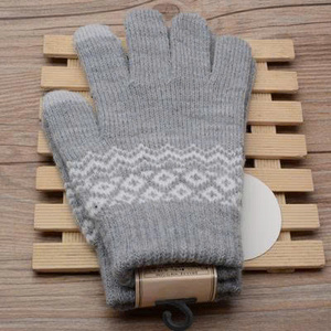 Fashion Jacquard Knit Winter <b>Gloves</b> Double Layer Thermal <b>Touchscreen</b> Outdoor Blend Wrist <b>Gloves</b> Cold Weather Liner Viet Nam - Product Image 4