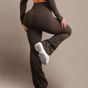 Leggings de sport évasés personnalisés pour femme, effet push-up, taille élastique, pour entraînement, yoga et fitness - Product Image 2