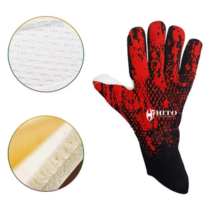 Custom Desig Black and Red Kint Soccer Goalkeeper Gloves with 4mm German Latex Negative Cut - Product Image 2