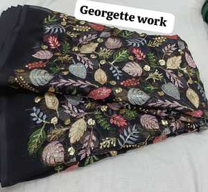 Tela Georgette Premium con Bordado Floral Multicolor de 195 GSM y 44 Pulgadas de Ancho, Diseño Floral para Vestidos de Fiesta, 5 Metros - Product Image 4