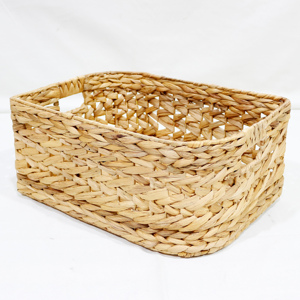 Water Hyacinth Rustic Eco-Friendly <b>Rectangular</b> <b>Storage</b> <b>Basket</b> Set with Handles for Laundry <b>Storage</b> - Product Image 6