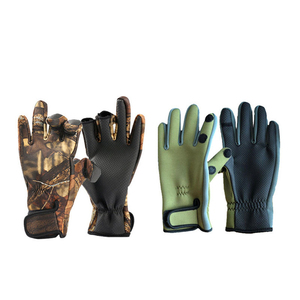Insulated Fishing Gloves Half Finger Camouflage Green Synthetic Material Adjustable Wrist <b>Strap</b> Breathable Waterproof Unisex - Product Image 1