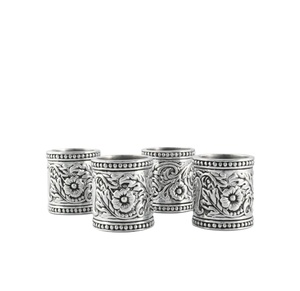 Juego de Anillos para Servilletas de Latón con Grabado Floral Plateado Antiguo de 5 cm, Vintage, Ecológicos, Duraderos, de Lujo, para Navidad, Bodas, Cenas - Product Image 1