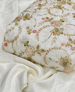 Wholesale Luxury Beaded Lace Fabric Embroidery <b>Sequin</b> Mesh Fabric Bridal Wedding Dress Party Wear <b>Material</b> - Product Image 3
