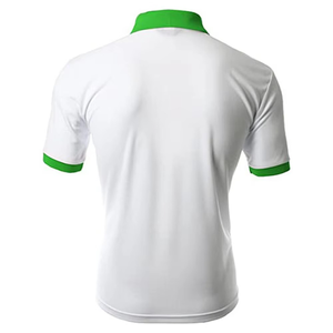 Chemise Homme Blanche Unie à Col et Poignets Jaunes, Manches Courtes, Décontractée, en Coton Tricoté, Tissu Oxford Respirant - Product Image 6
