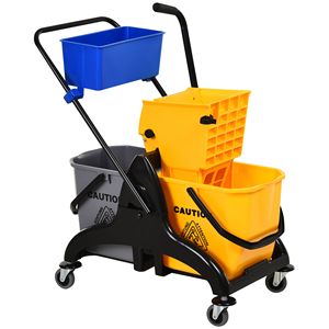 "Yellow/Black 6.9 Gallon <b>Mop</b> Bucket Wringer Cart with Smooth Wheels & <b>Mop</b> <b>Handle</b> Holder-Custom Logo & PVC Construction" - Product Image 1