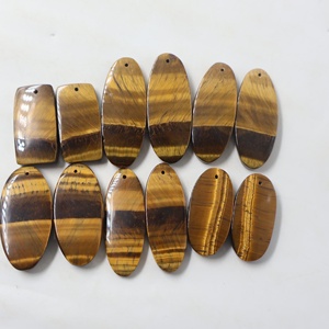 Ojo de Tigre Natural, Corte Ovalado, Cabujón Suelto, Lote de Cristales de Cuarzo Curativos con Base Plana, Hechos a Mano, Semipreciosos, Certificados por Terceros - Product Image 1