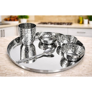 Ensemble de thali pour pooja en laiton pur avec finition brillante, 8 pièces, assiette rituelle indienne traditionnelle avec cuillère, bol et verre, en promotion - Product Image 2