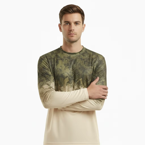 Chemise de pêche à manches longues UPF50+ en polyester, séchage rapide, évacuation de l'humidité, imprimé scène océanique, OEM ODM, fourniture en gros personnalisée - Product Image 1