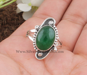 Anillo Clásico de Jade Verde Natural con Engaste de Bisel, Plata de Ley 925, Joyería de Piedras Preciosas Curativas para Mujer, Ideal para Bodas y Fiestas - Product Image 6