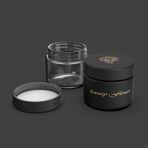 Custom 1oz 2oz 3oz Logo Hot Stamping Airtight Smell Proof Child Resistant Screw Lid Cosmetic <b>Glass</b> <b>Jar</b> for Flower Packaging - Product Image 1
