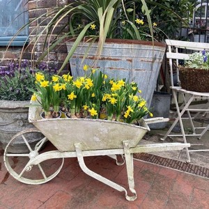 Jardinière en bois contemporaine faite à la main en forme de brouette |   Jardinières rustiques d'extérieur en gros Inde - Product Image 2