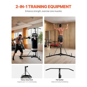 2 in 1 Heavy-Duty Steel Workout Equipment Adjustable Punching Bag <b>Stand</b> with Pull Bar for <b>Boxing</b> Training Punching Bag <b>Stand</b> - Product Image 2