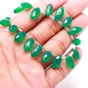 Cuentas facetadas de ónix verde AAA, cuentas de ónix verde natural con perforación lateral, 7x12-8x13MM, para la fabricación de joyería, venta al por mayor - Product Image 2